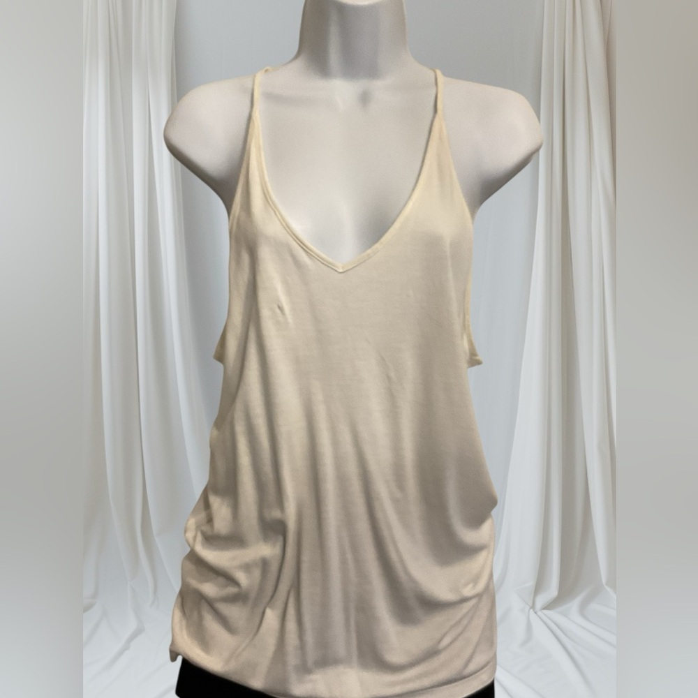 Old Navy Off White Deep V Neck Racerback Cut Out Detail Tank Top size Small NWOT